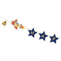 GUIRLANDE ANNIVERSAIRE AVION COUCOU 2.5M BLEU