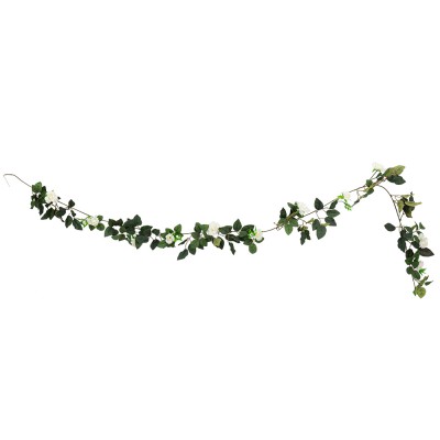 GUIRLANDE ARTIFICIELLE TIGE ROSIER 1.85M BLANC