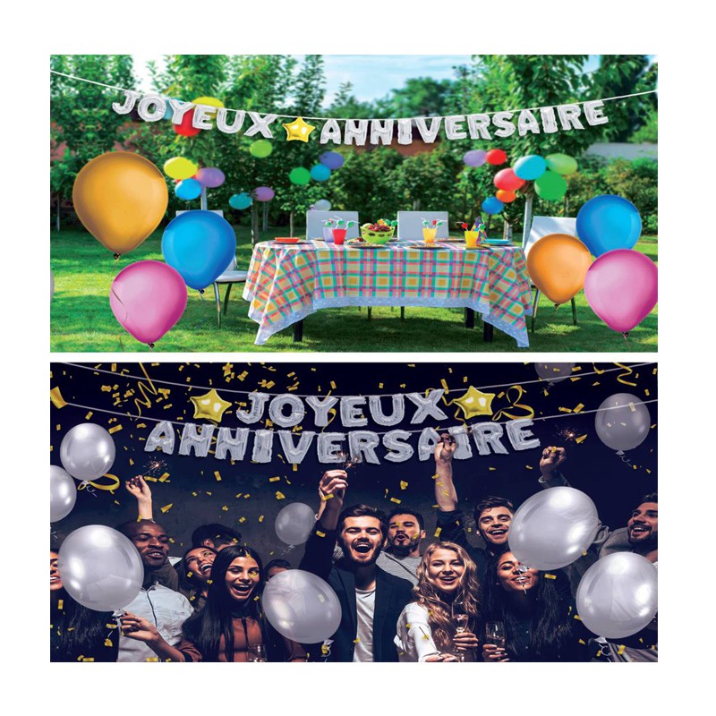 Guirlande Joyeux Anniversaire 2m, accessoires de fêtes, anniversaires, pas  chers - Badaboum