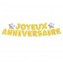 GUIRLANDE BALLONS LETTRES ANNIVERSAIRE 6M OR