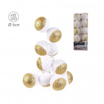 GUIRLANDE BOULE 6CM 10 LED 192CM BICOLORE BLANC OR