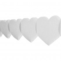 GUIRLANDE COEUR PAPIER SOIE BIODÉGRADABLE 6M BLANC