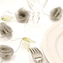 GUIRLANDE DE ROSES ORGANZA GRIS