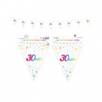 GUIRLANDE FANION 30 ANS MÉTALLIQUE MULTICOLORE