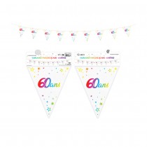 GUIRLANDE FANION 60 ANS MÉTALLIQUE MULTICOLORE