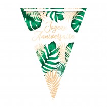 GUIRLANDE FANION ANNIVERSAIRE TROPICAL PARTY 3M VERT