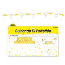 GUIRLANDE FIL ANNIVERSAIRE HOLOGRAPH. OR