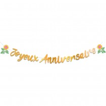 GUIRLANDE LETTRES ANNIVERSAIRE FLORAL 6M OR