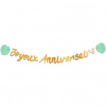 GUIRLANDE LETTRES ANNIVERSAIRE TROPICAL 6M OR