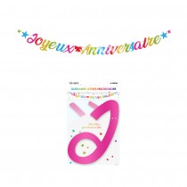 GUIRLANDE LETTRES MÉTALLIQUE 6M JOYEUX ANNIVERSAIRE MULTICOLORE