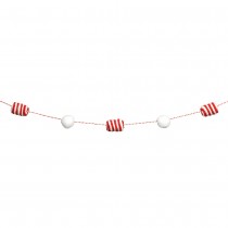 GUIRLANDE POMPOM CANDY STRIPES 180X3.5CM ROUGE BLANC