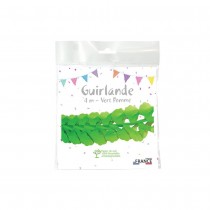 GUIRLANDE ZINNIA PAPIER SOIE BIO 4M VERT POMME