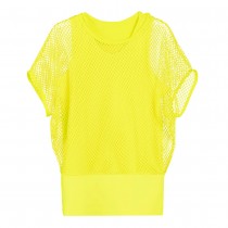 HAUT JAUNE FLUO DOUBLURE RÉSILLE FEMME