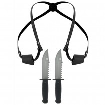 HOLSTER D\'ÉPAULE 2 COUTEAUX JOUET PVC NOIR