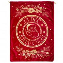HOTTE PÈRE NOËL IMPRIMÉ MESSAGE OR 50X70CM ROUGE