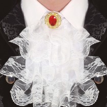 JABOT DENTELLE BLANC GEMME ROUGE ADULTE