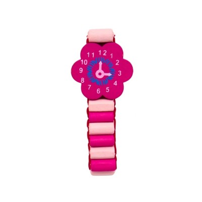 JOUET MONTRE FACTICE BOIS BRACELET ÉLASTIQUE 7CM