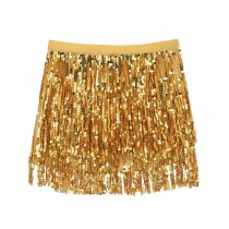 JUPE À FRANGES FESTIVE SEQUINS OR FEMME