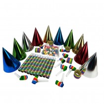 KIT DE FÊTE 10 PERSONNES COTILLONS COLORÉ MÉTAL