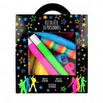 KIT DE FÊTE 10 PERSONNES COTILLONS FLUO