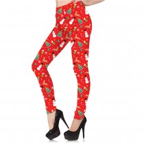 LEGGING À MOTIFS BONHOMME DE NEIGE ROUGE FEMME