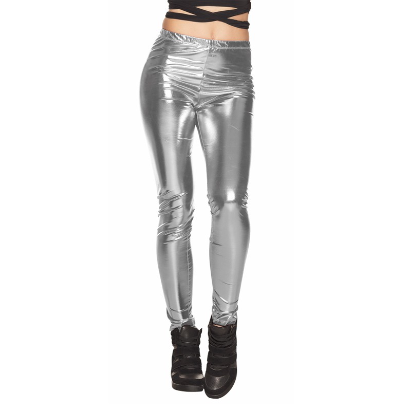 LEGGING STRETCH DISCO ARGENT METAL FEMME