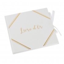 LIVRE D\'OR BLANC COIN OR 21X20CM