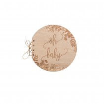 LIVRE D\'OR BOIS OH BABY ROND 16X16.5CM 68P NATUREL