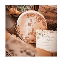 LIVRE D\'OR BOIS OH BABY ROND 16X16.5CM 68P NATUREL