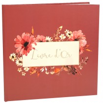 LIVRE D\'OR CARTON AMOUR FLORAL 24CM TERRACOTTA