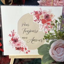 LIVRE D\'OR CARTON AMOUR FLORAL 68P 21X18.5CM