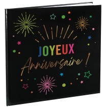 LIVRE D\'OR CARTON ANNIVERSAIRE MULTI 20P 24CM NOIR