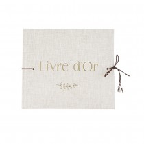 LIVRE D\'OR CARTON BRANCHE LAURIER 68P 22X19CM LIN