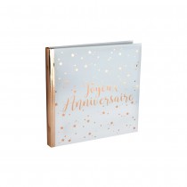 LIVRE D\'OR JOYEUX ANNIVERSAIRE 20P 24CM ROSE GOLD