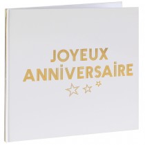 LIVRE D\'OR JOYEUX ANNIVERSAIRE PAPIER 24X24CM OR