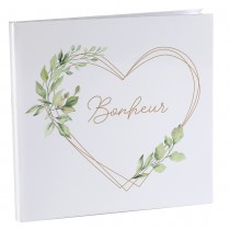 LIVRE D\'OR MARIAGE BONHEUR PAPIER 24X24CM BLANC