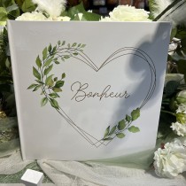 LIVRE D\'OR MARIAGE BONHEUR PAPIER 24X24CM BLANC
