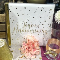 LIVRE OR JOYEUX ANNIVERSAIRE BLANC ET OR