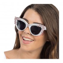 LUNETTES FESTIVES STRASS ARGENT ROSE PASTEL ADULTE