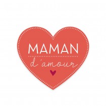 MAGNET CÉRAMIQUE CUR MAMAN AMOUR 9CM ROUGE