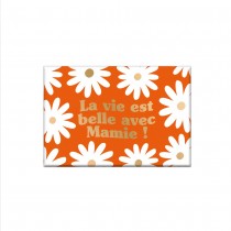 MAGNET CÉRAMIQUE RECTANGLE MAMIE VIE BELLE 8X5.5CM