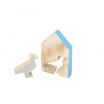 MAISON BOIS MOUETTE GRISE 8X12X2CM