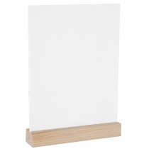 MARQUE-TABLE ARDOISE SOCLE BOIS 10X14CM BLANC