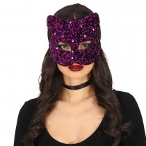 MASQUE CHAT SEQUINS VIOLETTES