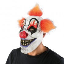 MASQUE CLOWN CHEVEUX ORANGE LATEX ADULTE