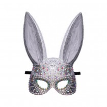 MASQUE LAPIN GRIS PIERRES PLUMES ADULTE