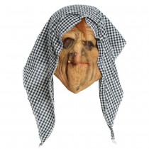 MASQUE LATEX AVEC CAPUCHE VIEILLE SORCIÈRE ADULTE