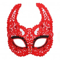 MASQUE LOUP DÉMON CORNES DENTELLE ROUGE FEMME