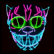 MASQUE RIGIDE CHAT FOU LED MULTICOLORE ADULTE