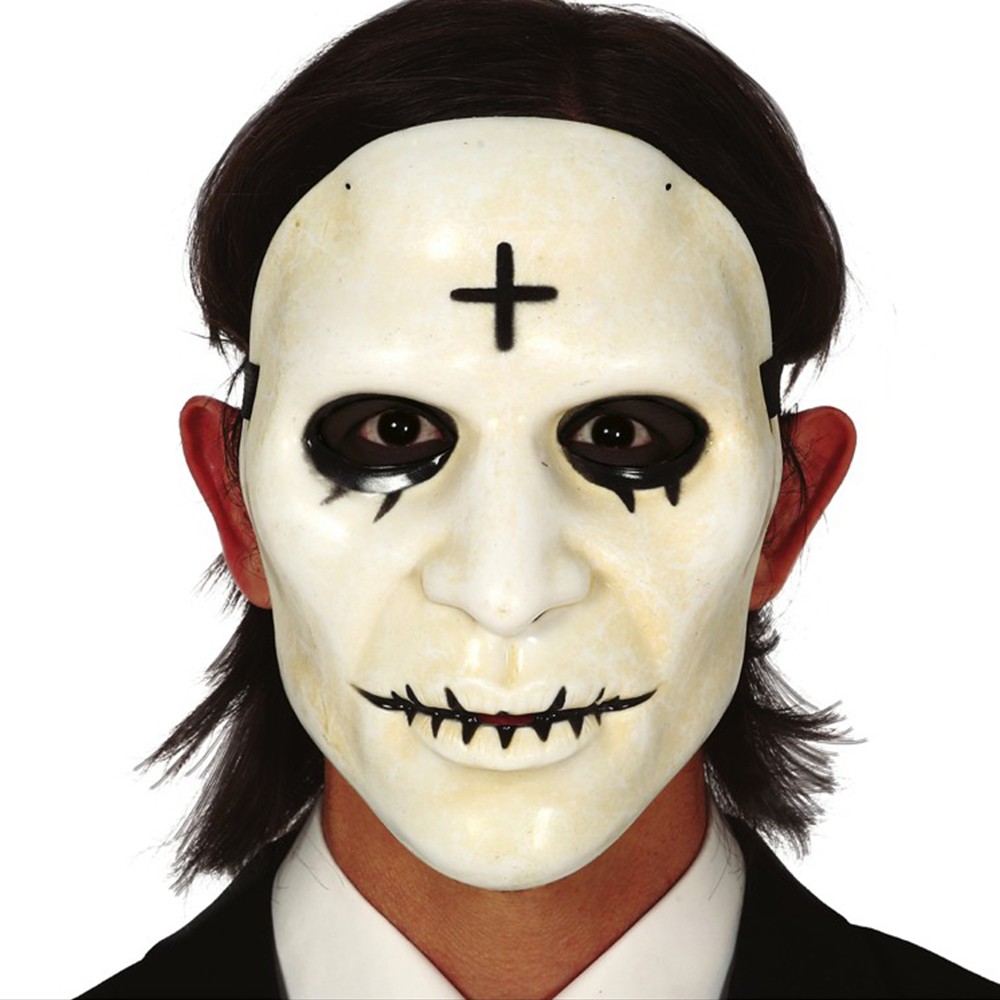 MASQUE TUEUR LA PURGE PVC BLANC CROIX HOMME